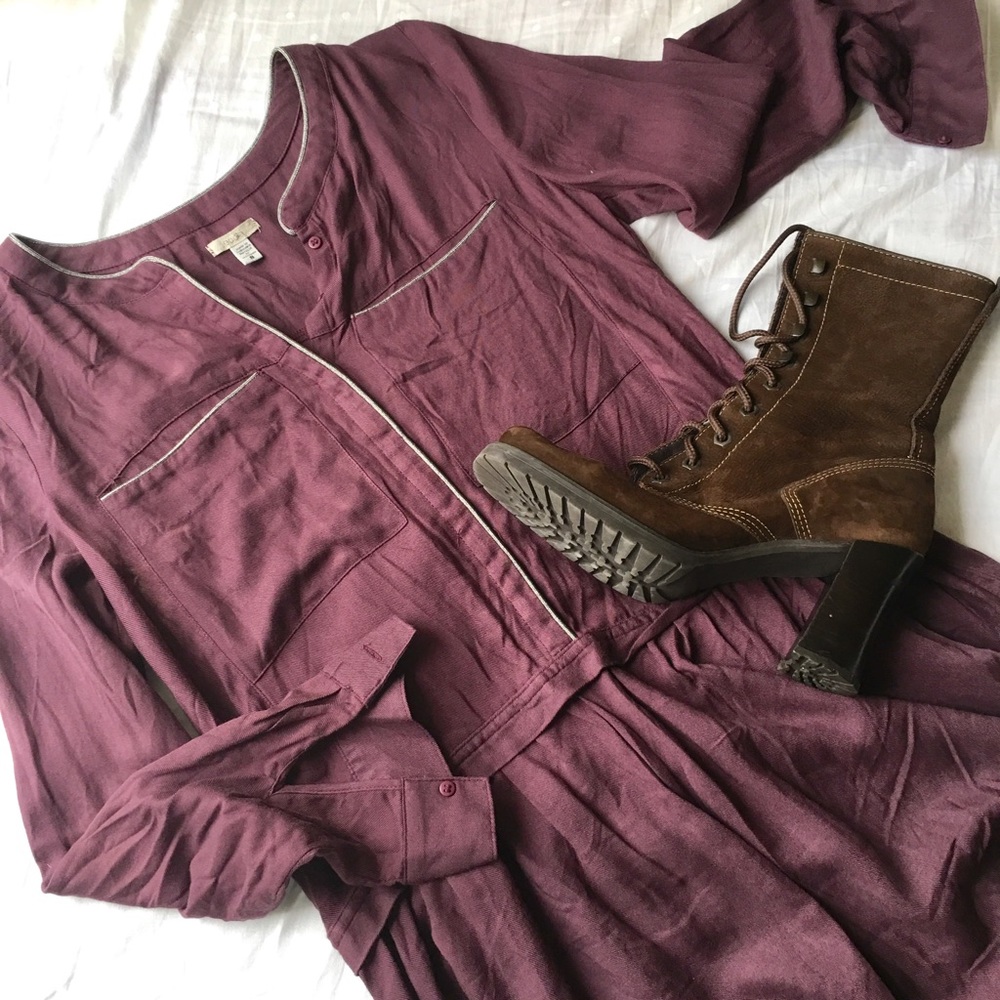 {Urban Outfitters Ecote} Burgundy Drop Waist Dress. Babydoll Style Size 8